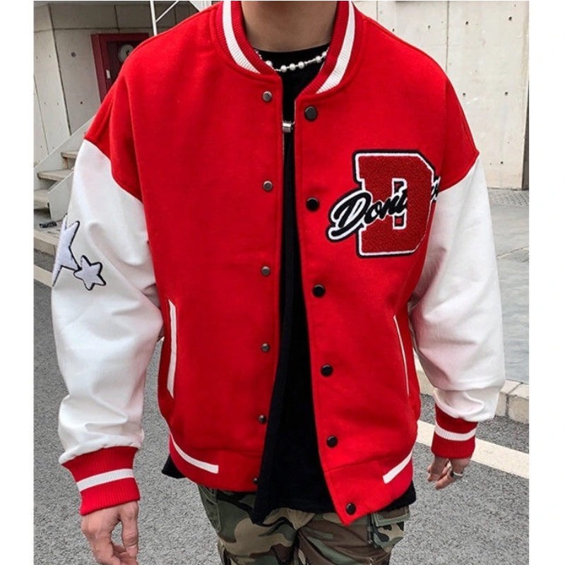 American letter towel embroidered jacket coat men's Y2K street hip-hop retro baseball uniform couple casual all-match jacket top - kadopascher