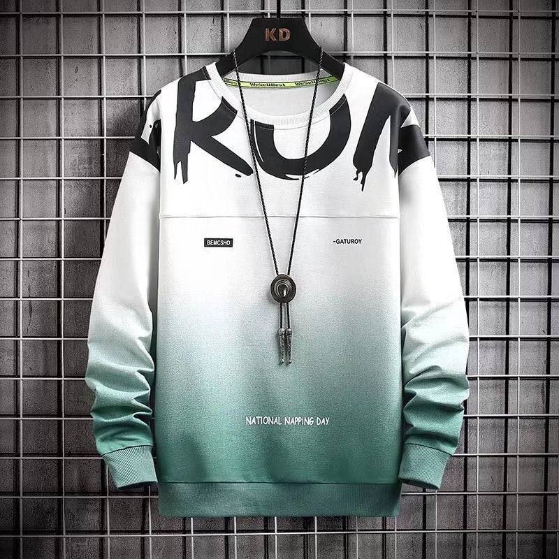 Pulle hiver automne / Spring Autumn Men's Sweatshirts Korean Fashion Streetwear Gradient Sweatshirts Male Casual Lounge Wear Tye Dye Sweatshirt - kadopascher