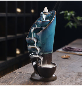 Handmade Torch Design With 30 Cones Waterfall Incense Burner Creative Home Decor Incense Holder Portable Ceramic Censer
