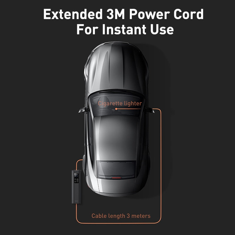 Baseus Inflator Pump 12V Portable Car Air Compressor for Motorcycles Bicycle Boat Tyre Inflator Digital Auto Inflatable Pump - kadopascher