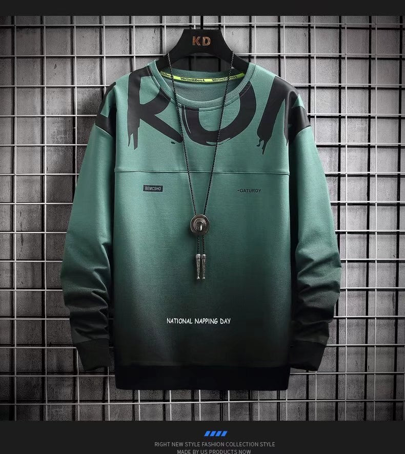 Pulle hiver automne / Spring Autumn Men's Sweatshirts Korean Fashion Streetwear Gradient Sweatshirts Male Casual Lounge Wear Tye Dye Sweatshirt - kadopascher