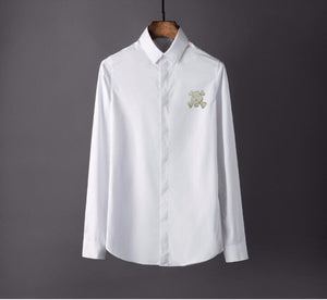 Chemise luxe homme / Mens Skulls Shirts Diamond stone Long Sleeve Button Hot drill Cotton Long Shirts Men - kadopascher