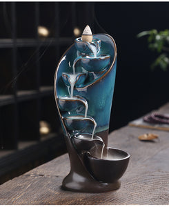 Handmade Torch Design With 30 Cones Waterfall Incense Burner Creative Home Decor Incense Holder Portable Ceramic Censer