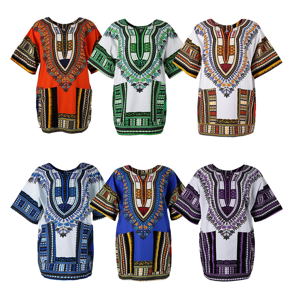 T shirt Africain / African Prints Dress Colorful Dashiki Shirt Top - kadopascher