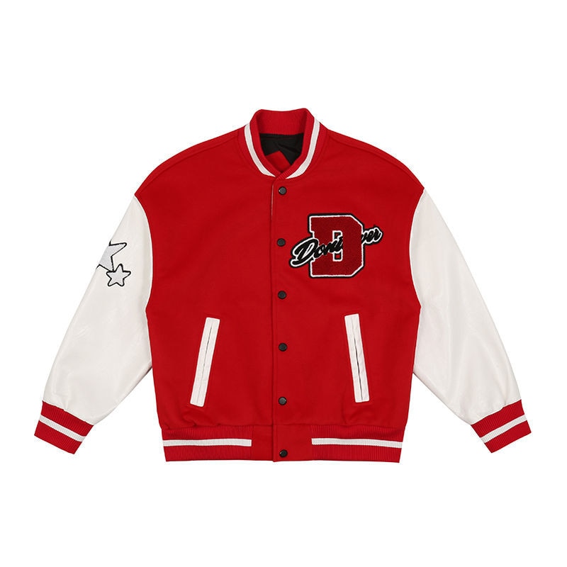 American letter towel embroidered jacket coat men's Y2K street hip-hop retro baseball uniform couple casual all-match jacket top - kadopascher