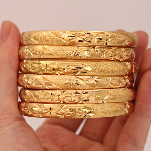 Lot bracelets femme 6 pièces / 8MM 6Pcs/Lot Dubai Gold Bangles for Women Men 24k Color Ethiopian Bracelets African Jewelry Saudi Arabic Wedding Bride Gift - kadopascher