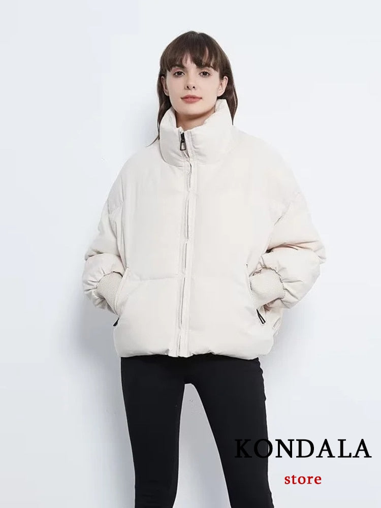 Blouson femme / KONDALA Autumn Winter Women Jackets Thicken Streetwear Oversized Parkas Long Batwing Sleeve Pockets Fashion 2022 Female Coats - kadopascher