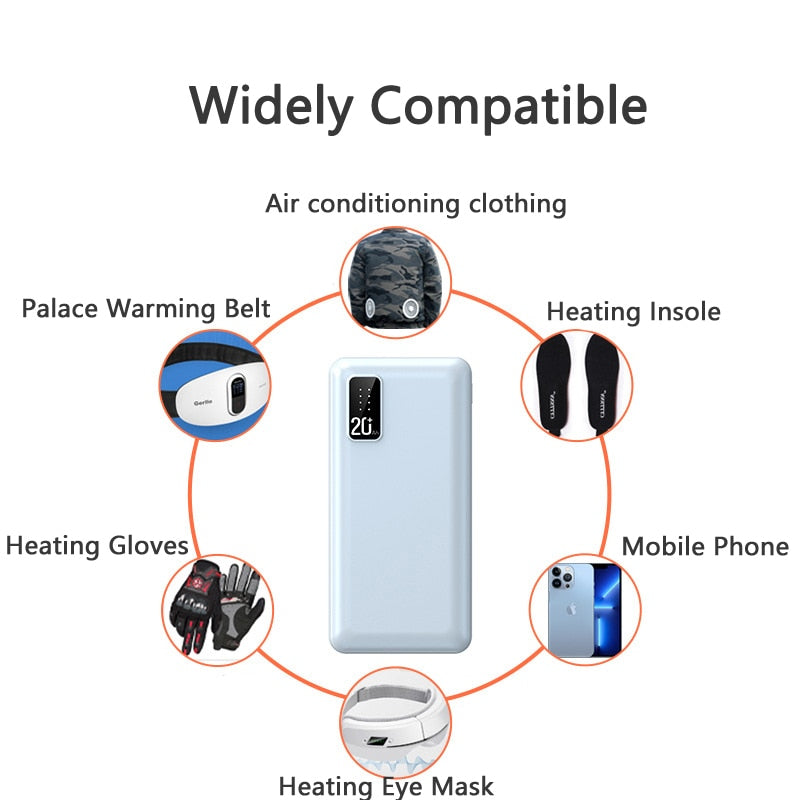 7.4V DC Heated Vest Power Bank 20000mAh Portable Charger External Battery Pack for Heated Jacket Power Bank for Xiaomi Mi iPhone - kadopascher