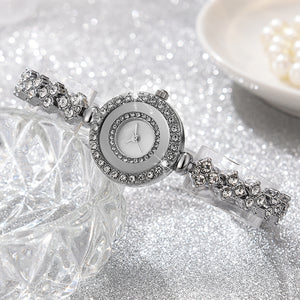 Coffret luxe pour femme 6PCS Set Luxury Watch Women Ring Necklace Earrings Rhinestone Fashion Wristwatch Female Casual Ladies Watches Bracelet Set Clock