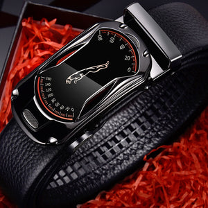 Belts for 3.5cm Width Sports Car Brand Fashion Automatic Buckle Black Genuine Leather Men&#39;s Jeans High Quality Waist Male Strap