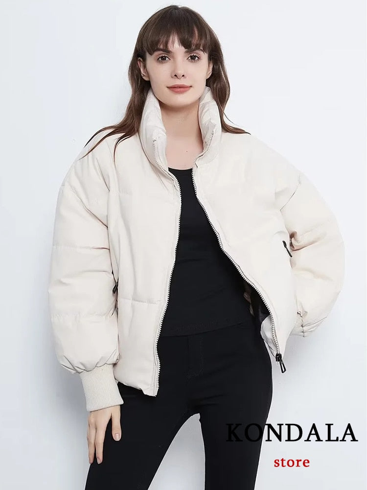 Blouson femme / KONDALA Autumn Winter Women Jackets Thicken Streetwear Oversized Parkas Long Batwing Sleeve Pockets Fashion 2022 Female Coats - kadopascher