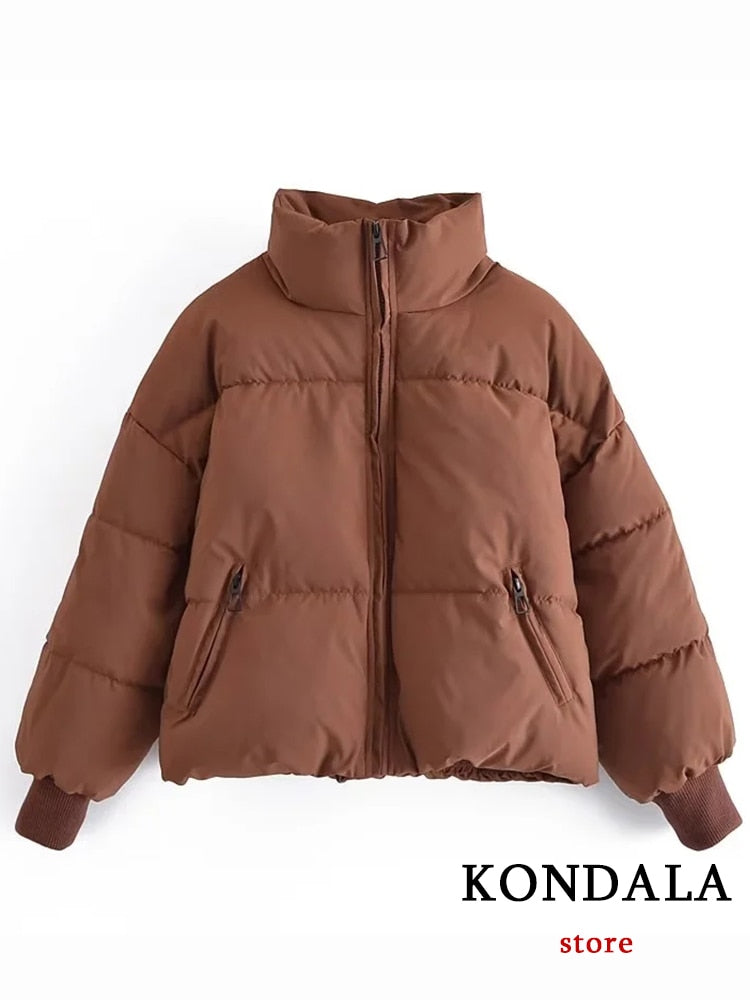 Blouson femme / KONDALA Autumn Winter Women Jackets Thicken Streetwear Oversized Parkas Long Batwing Sleeve Pockets Fashion 2022 Female Coats - kadopascher