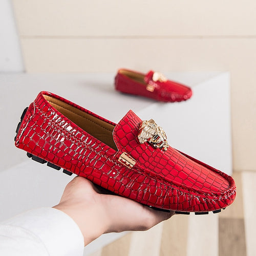 Brand Casual Shoes High Quality Men's Leather Shoes Snake Pea Shoes Spring Summer Leather Ladies Moccasin Loafers - kadopascher