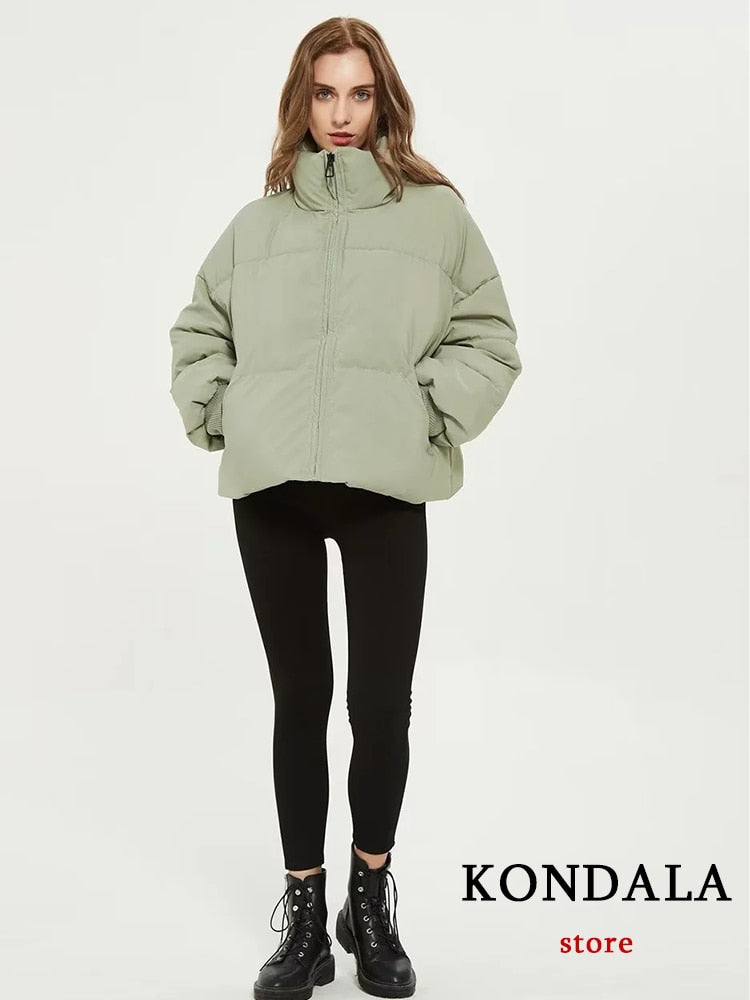Blouson femme / KONDALA Autumn Winter Women Jackets Thicken Streetwear Oversized Parkas Long Batwing Sleeve Pockets Fashion 2022 Female Coats - kadopascher