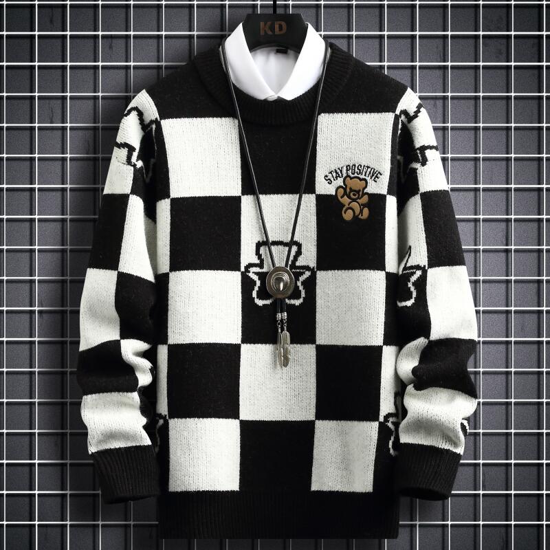 2022 New Winter Hip Hop Printed Loose Mens Sweaters High End Cashmere Sweater Men Clothing Fashion Plaid Christmas Pullovers - kadopascher