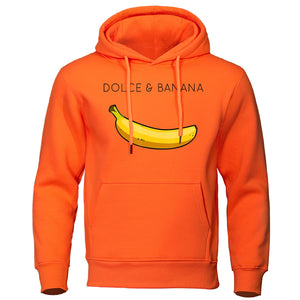 Pull Dolce &amp; Banana Printing Men&#39;s Sweatshirt Fashion Casual Hoodies Autumn Loose Pullover Tops Pocket Fleece Warm Sportswear Male