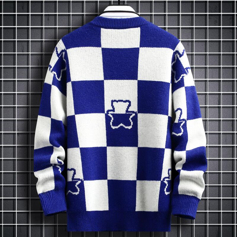 2022 New Winter Hip Hop Printed Loose Mens Sweaters High End Cashmere Sweater Men Clothing Fashion Plaid Christmas Pullovers - kadopascher