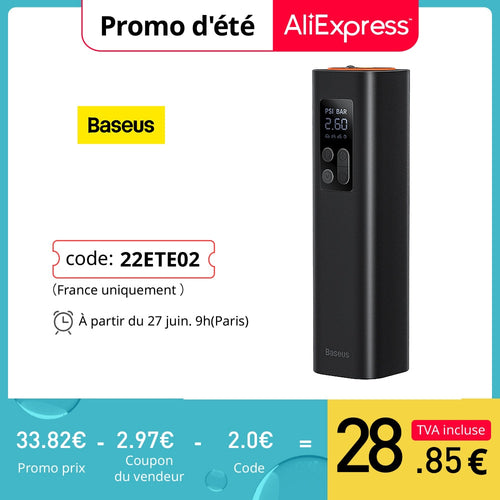 Baseus Inflator Pump 12V Portable Car Air Compressor for Motorcycles Bicycle Boat Tyre Inflator Digital Auto Inflatable Pump - kadopascher