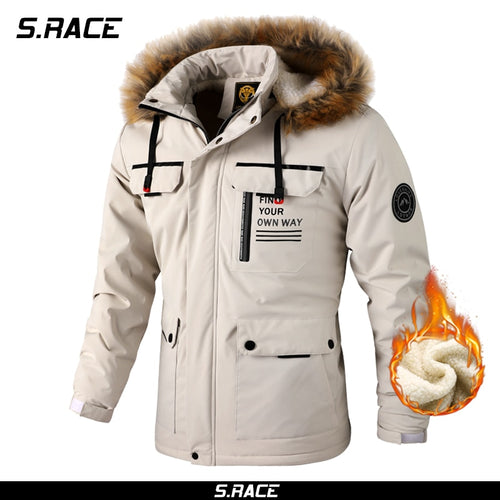 2022 Men Winter Warm Fleece Thick Windbreaker Jacket Coat Parkas Men Fashion Fur Collar Detachable Hooded Waterproof Jacket Men - kadopascher