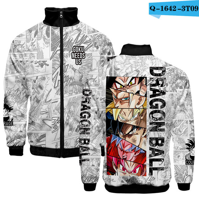 Japanese Anime Dragon Ball Goku 3D Jacket Men Women Harajuku Hip Hop New Style Hoodies Casual Stand Collar Zipper Sweatshirt - kadopascher.com