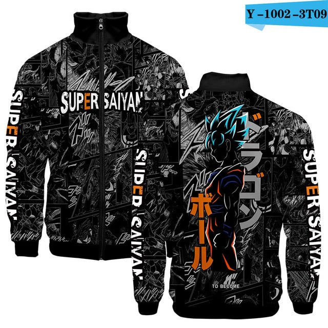 Japanese Anime Dragon Ball Goku 3D Jacket Men Women Harajuku Hip Hop New Style Hoodies Casual Stand Collar Zipper Sweatshirt - kadopascher.com