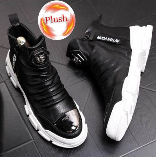 Chaussures bottines hommes en cuir véritable mode luxe  / bottes de neige Super qualité / chaussures de designer 5 # 20 / 10D50 - kadopascher.com