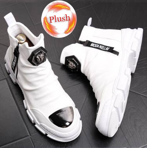 Chaussures bottines hommes en cuir véritable mode luxe  / bottes de neige Super qualité / chaussures de designer 5 # 20 / 10D50 - kadopascher.com