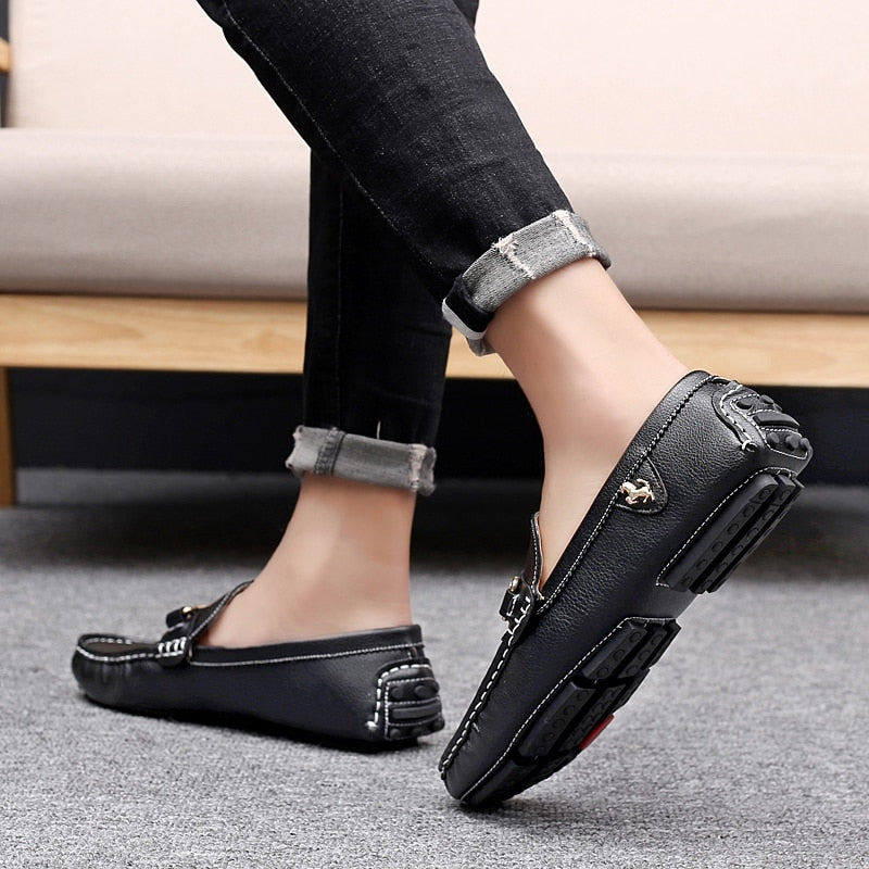 Mocassins de Luxe Chaussures cuir homme / Mocassins Doux marque luxe auto  / Chaussures En Cuir Hommes - kadopascher.com