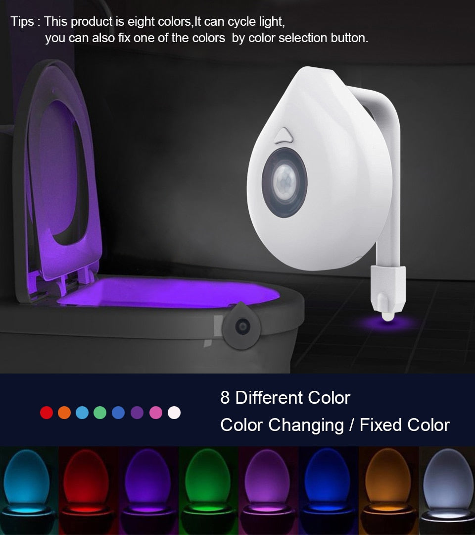 LED Siège de Toilette Night Light Motion Sensor WC Light 8 Couleurs - kadopascher.com