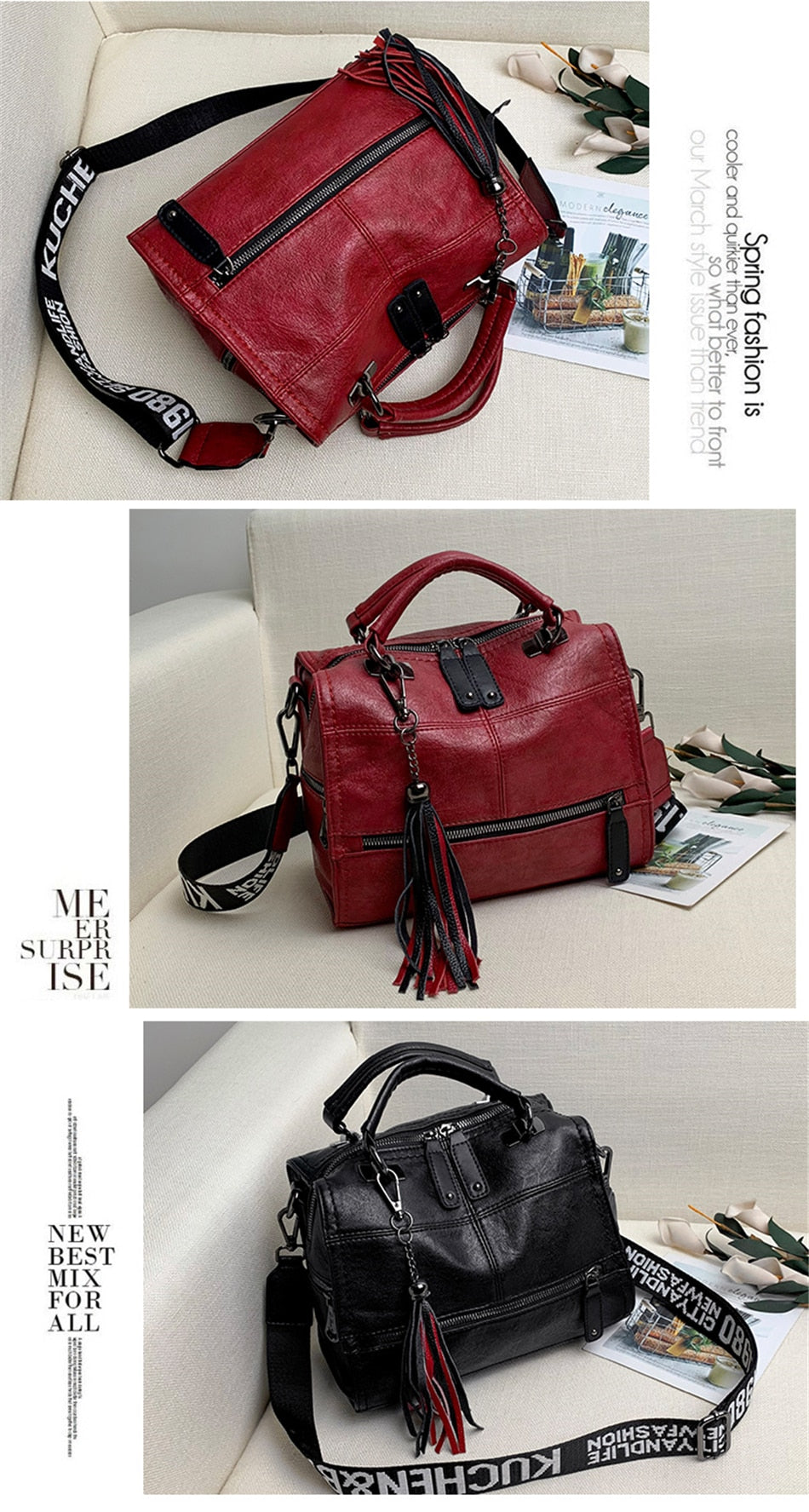 Brand Vintage Sac Leather Tassel Luxury Handbag Women Bags Designer Handbags High Quality Ladies Hand Bags For Women 2019 Bolsa - kadopascher.com