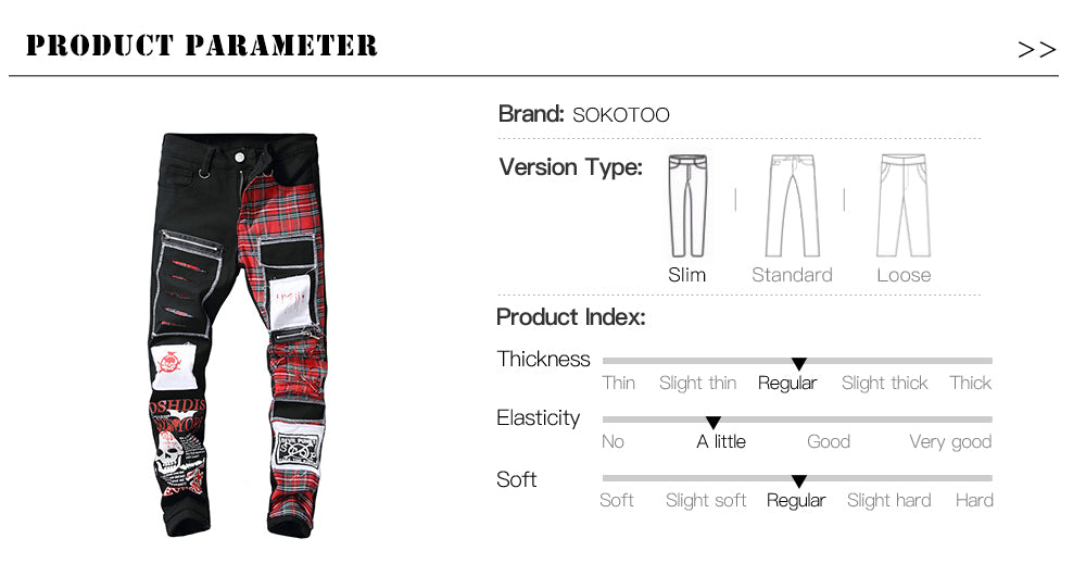 jeans patchwork homme / Trendy patchs design noir denim / pantalon long luxe homme - kadopascher.com