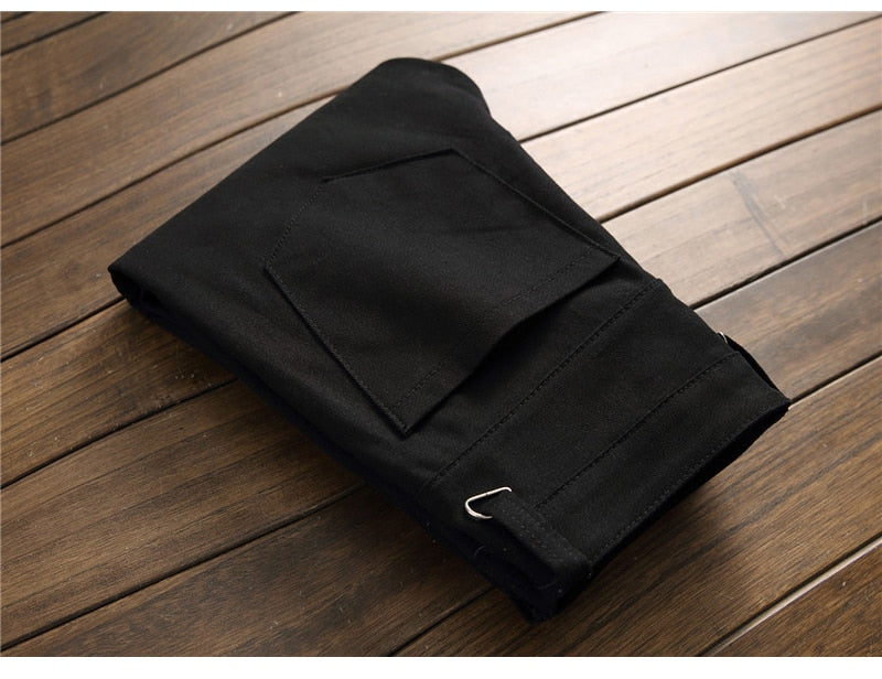 jeans patchwork homme / Trendy patchs design noir denim / pantalon long luxe homme - kadopascher.com