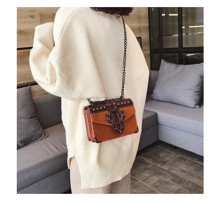 Sac a main cuir luxe / Nouvelle collection 2020 en Cuir / Femmes Designer Sac a main Rivet Serrure Chaîne Épaule - kadopascher.com