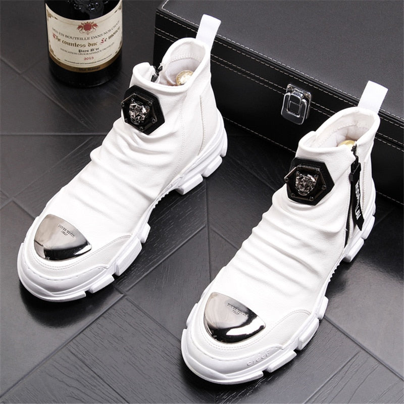 Chaussures bottines hommes en cuir véritable mode luxe  / bottes de neige Super qualité / chaussures de designer 5 # 20 / 10D50 - kadopascher.com