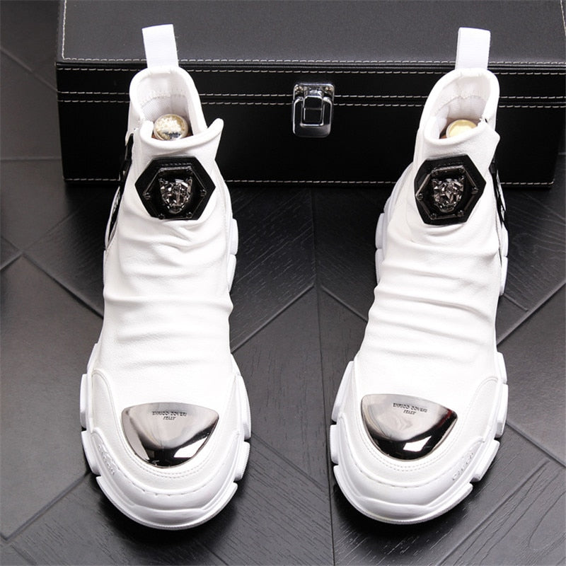 Chaussures bottines hommes en cuir véritable mode luxe  / bottes de neige Super qualité / chaussures de designer 5 # 20 / 10D50 - kadopascher.com