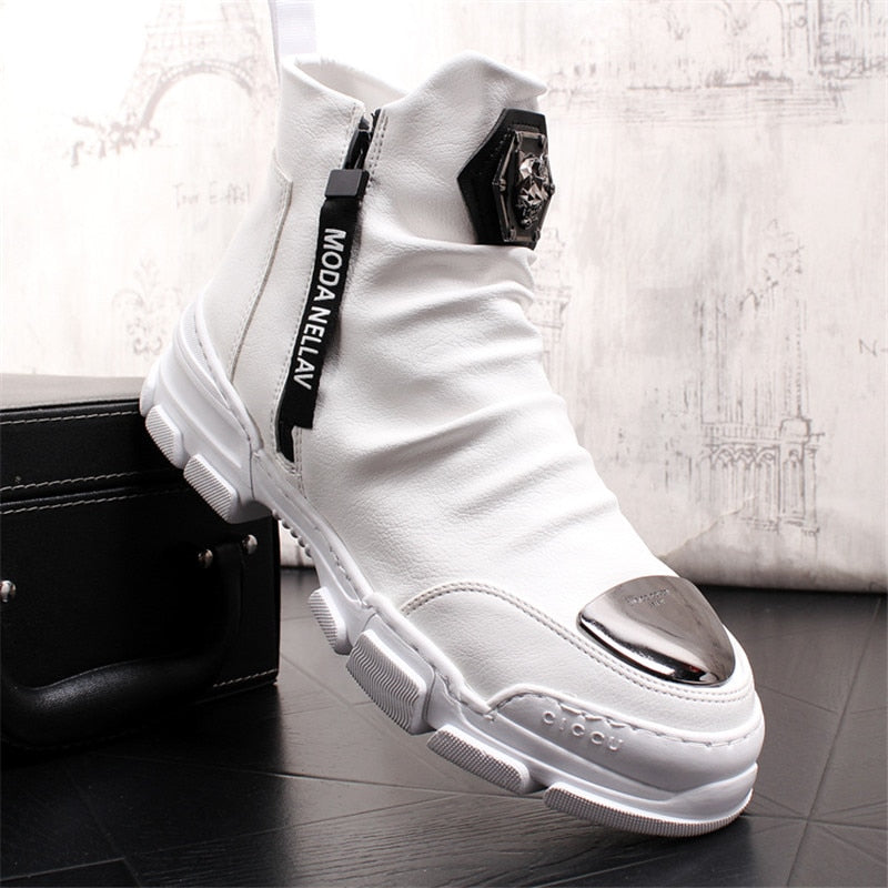 Chaussures bottines hommes en cuir véritable mode luxe  / bottes de neige Super qualité / chaussures de designer 5 # 20 / 10D50 - kadopascher.com