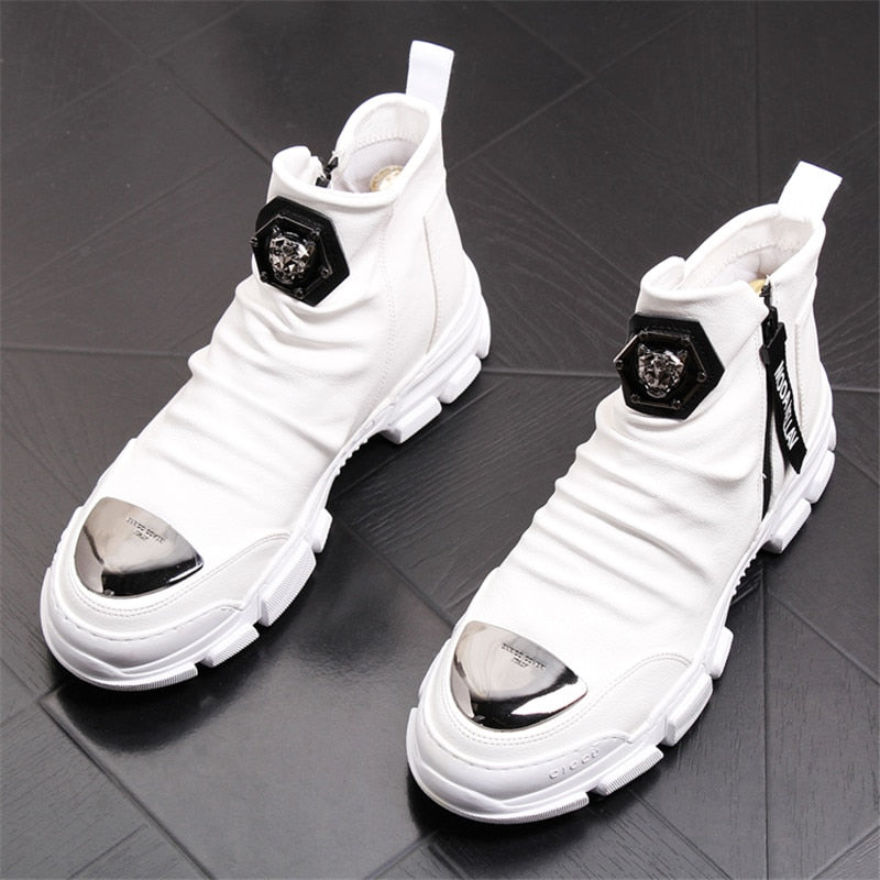 Chaussures bottines hommes en cuir véritable mode luxe  / bottes de neige Super qualité / chaussures de designer 5 # 20 / 10D50 - kadopascher.com