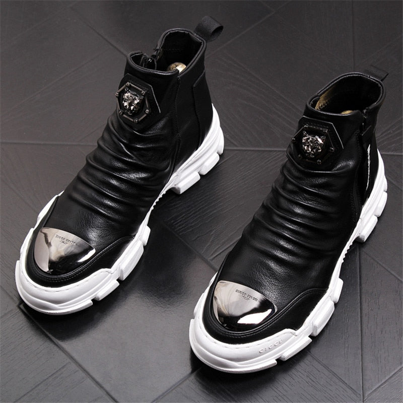 Chaussures bottines hommes en cuir véritable mode luxe  / bottes de neige Super qualité / chaussures de designer 5 # 20 / 10D50 - kadopascher.com