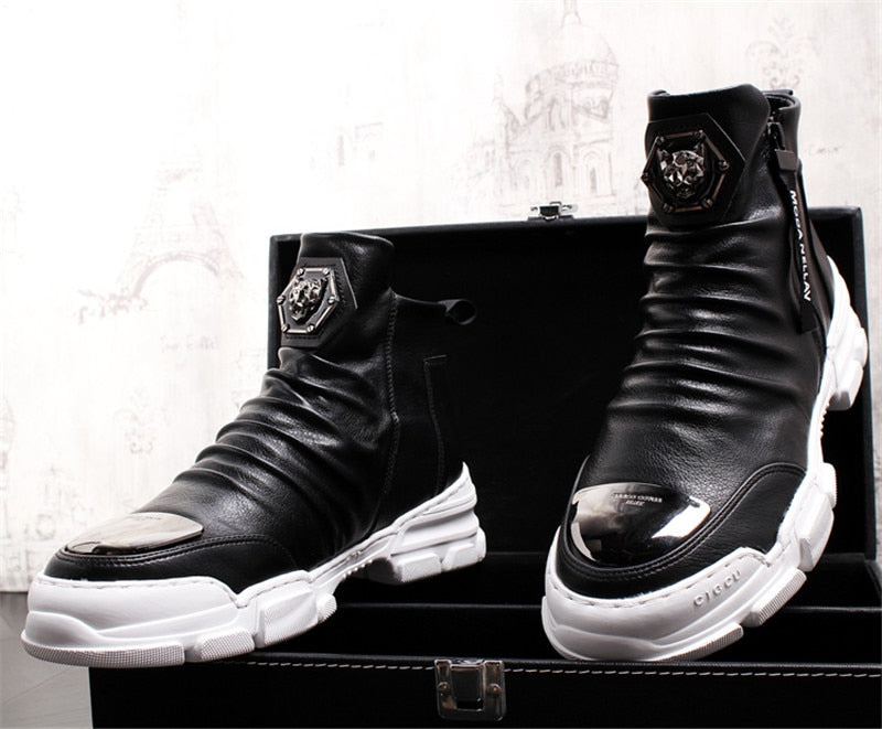 Chaussures bottines hommes en cuir véritable mode luxe  / bottes de neige Super qualité / chaussures de designer 5 # 20 / 10D50 - kadopascher.com