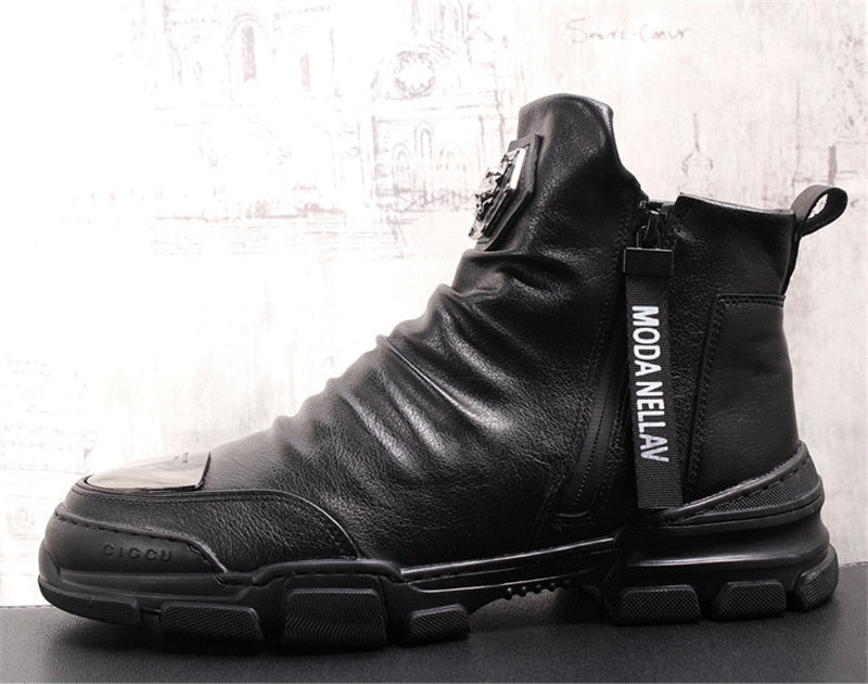 Chaussures bottines hommes en cuir véritable mode luxe  / bottes de neige Super qualité / chaussures de designer 5 # 20 / 10D50 - kadopascher.com