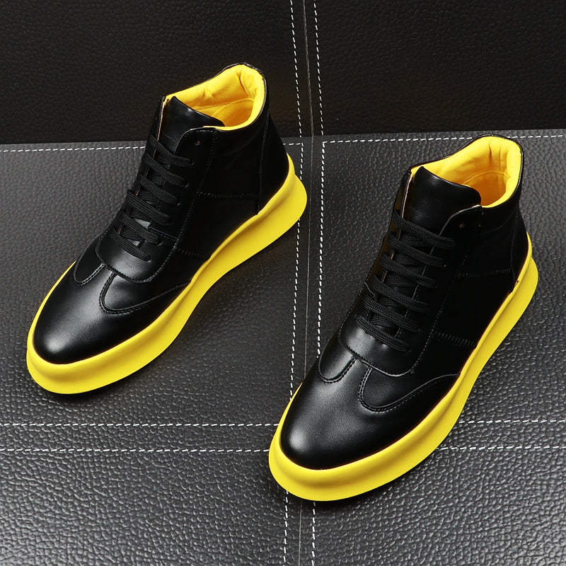 CuddlyIIPanda New Luxury Brand Men Fashion High Top Sneakers Spring Autumn Casual High Shoes Men Leather Boots Microfiber Shoes - kadopascher.com