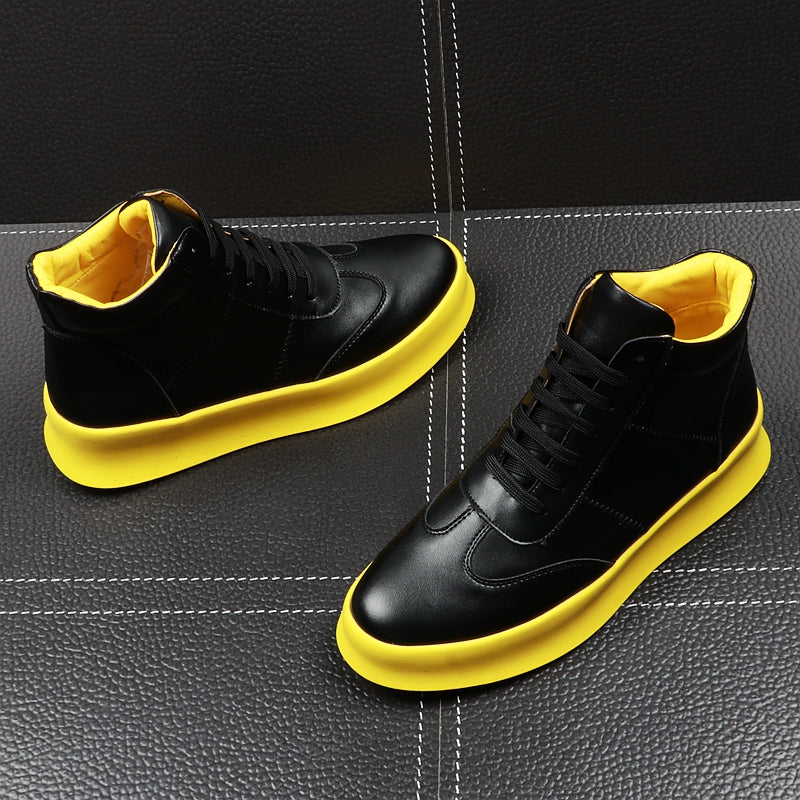 CuddlyIIPanda New Luxury Brand Men Fashion High Top Sneakers Spring Autumn Casual High Shoes Men Leather Boots Microfiber Shoes - kadopascher.com