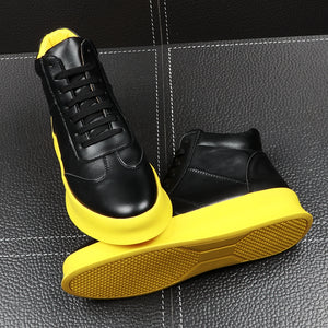CuddlyIIPanda New Luxury Brand Men Fashion High Top Sneakers Spring Autumn Casual High Shoes Men Leather Boots Microfiber Shoes - kadopascher.com