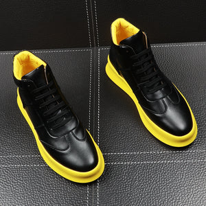 CuddlyIIPanda New Luxury Brand Men Fashion High Top Sneakers Spring Autumn Casual High Shoes Men Leather Boots Microfiber Shoes - kadopascher.com