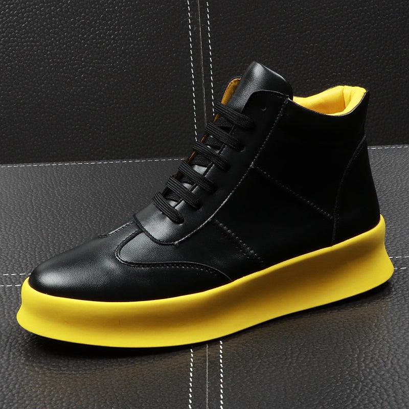 CuddlyIIPanda New Luxury Brand Men Fashion High Top Sneakers Spring Autumn Casual High Shoes Men Leather Boots Microfiber Shoes - kadopascher.com