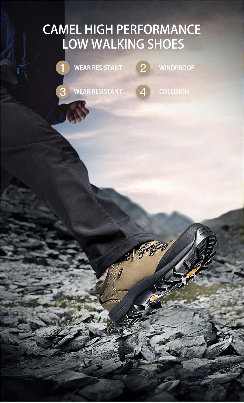 CAMEL Hommes Femmes Randonnée En Plein Air Chaussures En Cuir Antidérapant Respirant Escalade Trekking Randonnée Sneakers - kadopascher.com