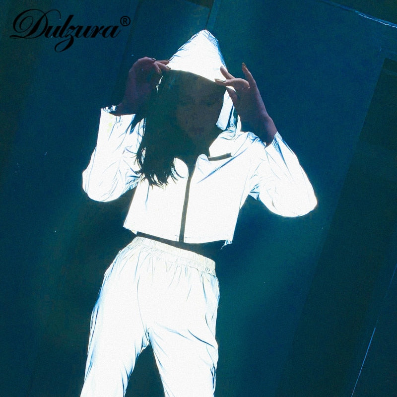 Pantalon de jogging femme réfléchissant 2019 automne hiver / femmes casual gris solide streetwear pantalon vêtements de mode - kadopascher.com