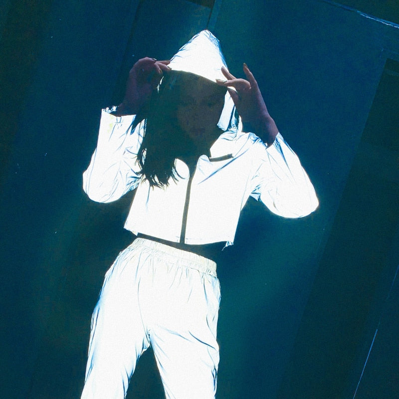 Pantalon de jogging femme réfléchissant 2019 automne hiver / femmes casual gris solide streetwear pantalon vêtements de mode - kadopascher.com