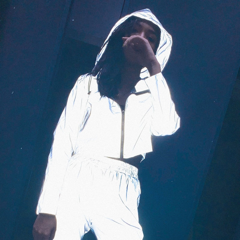 Pantalon de jogging femme réfléchissant 2019 automne hiver / femmes casual gris solide streetwear pantalon vêtements de mode - kadopascher.com