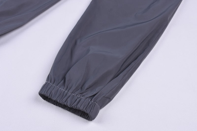 Pantalon de jogging femme réfléchissant 2019 automne hiver / femmes casual gris solide streetwear pantalon vêtements de mode - kadopascher.com